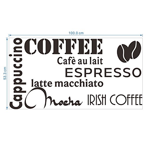 decalmile Negro Pegatinas De Pared Letras and Frases Cappuccino Espresso Mocha Latte Cocina Adhesivos Pared Desmontable Vinilos Decorativos para Comedor De Cocina Cafetería