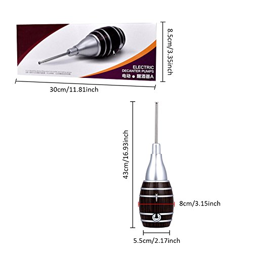 Decantador de Vino Eléctrico Aireador de Vino, Famtasme Dispensador Escanciador de Vino de Sidra en Forma de Barril, con Varilla Telescopic, Nueva Bomba de Gran Capacidad, Portátil y Durable
