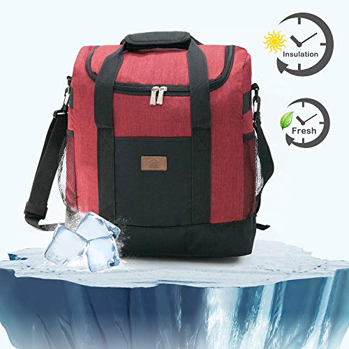 Decocasa Mochila Térmica Porta Alimentos, Bolsa Isotérmica Grande Para Almuerzo Comida Bebidas, 25 Litros, Rojo, 25L