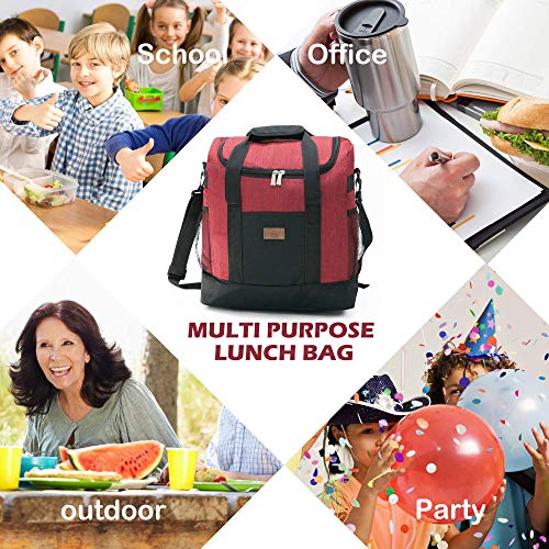 Decocasa Mochila Térmica Porta Alimentos, Bolsa Isotérmica Grande Para Almuerzo Comida Bebidas, 25 Litros, Rojo, 25L