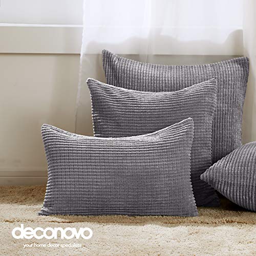 Deconovo Funda de Almohada Decorativa Cuadrado Suave 2 Piezas 45x45cm Gris Claro