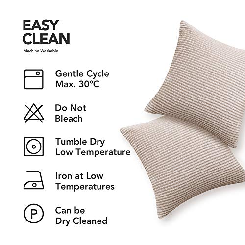Deconovo Funda de Almohada Decorativa Cuadrado Suave 2 Piezas 60x60cm Beige Oscuro