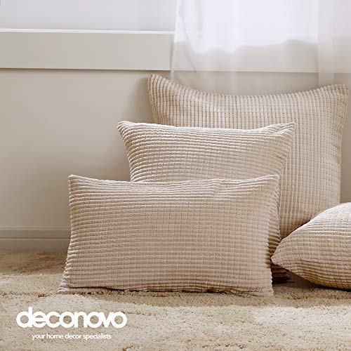 Deconovo Funda de Almohada Decorativa Cuadrado Suave 2 Piezas 60x60cm Beige Oscuro