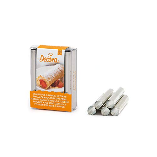 Decora - Embalaje para Cannoli Mignon, Aluminio, color plata, 10 piezas, 1.3 x 8 cm