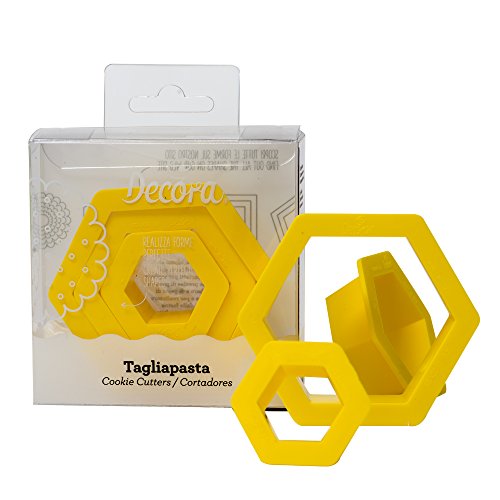 Decora septiembre de corte hexagonal, Plástico, amarillo, 1,5 / 2,5 / 3,5 x 2,2 cm, 3 piezas