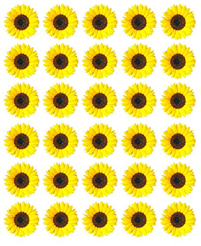 Decoración comestible para cupcakes con diseño de girasoles, 30 unidades, color amarillo