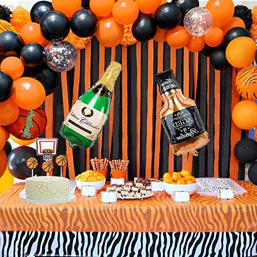 Decoracion fiesta cumpleaños, globos de baloncesto, globos de látex de color naranja negro, pancarta HAPPY BIRTHDAY, adorno de pastel de baloncesto para Decoración de fiesta temática deportiva