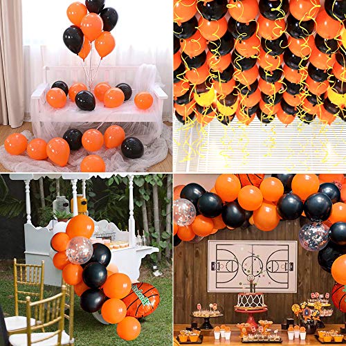 Decoracion fiesta cumpleaños, globos de baloncesto, globos de látex de color naranja negro, pancarta HAPPY BIRTHDAY, adorno de pastel de baloncesto para Decoración de fiesta temática deportiva