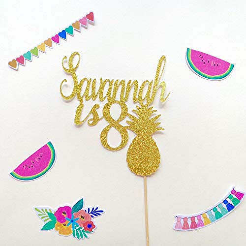 Decoración para tarta hawaiana, diseño de piña tropical, cumpleaños