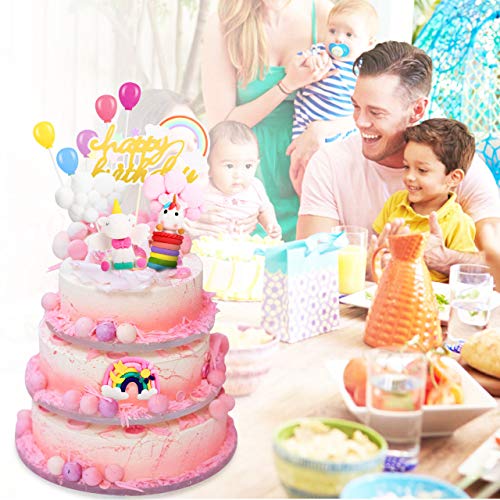 Decoracion Tarta Unicornio, Familybox Decoraciones de Pasteles Unicorn Cake Topper para la Fiesta de Bienvenida bebé cumpleaños niñas Niños 11 Piezas
