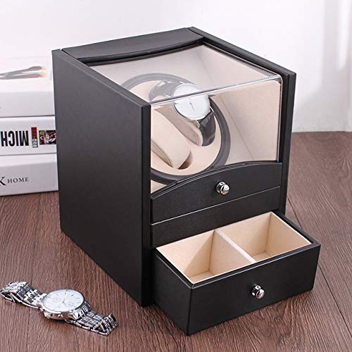 Decoraciones diarias Doble enrollador de reloj automático Relojes giratorios de cuero de PU Caja de almacenamiento Caja de exhibición con cajón Durabilidad de larga duración Proporciona flexibilid