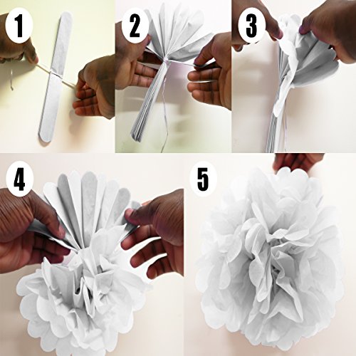 Decoraciones Fiesta 33 Piezas Doradas, Blancas y Negras - Pompones, Globos de Látex y de Papel de Aluminio y Pancartas para Celebraciones de Cumpleaños y Fiestas - Decoraciones para Chicas, Chicos
