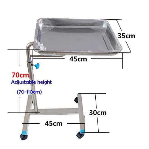 DEE Carros de Almacenamiento Médico, Carro Utilitario de Cocina Carro Rodante Médico para Quirófano, Altura Ajustable, Bandeja Quirúrgica de Acero Inoxidable Carro Carros Móviles