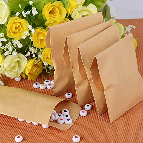 Deer Platz 100 Piezas Bolsas Papel Kraft, para Bolsas Papel Regalo, Semillas Caramelo Favor la Boda Vintage Bolsa Papel Marrón (8 × 12 cm)