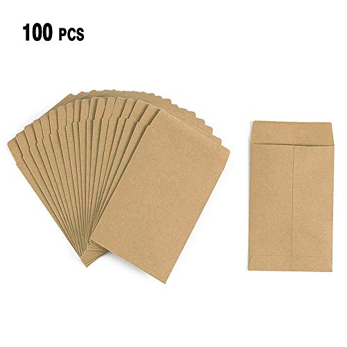 Deer Platz 100 Piezas Bolsas Papel Kraft, para Bolsas Papel Regalo, Semillas Caramelo Favor la Boda Vintage Bolsa Papel Marrón (8 × 12 cm)