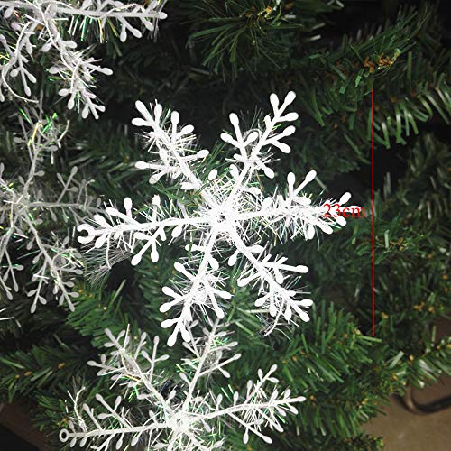 Deggodech 30 Piezas Blanco Copo de Nieve Colgante Adornos para Árbol de Navidad Decoración (23cm)