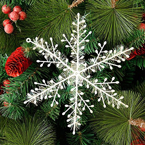Deggodech 30 Piezas Blanco Copo de Nieve Colgante Adornos para Árbol de Navidad Decoración (23cm)