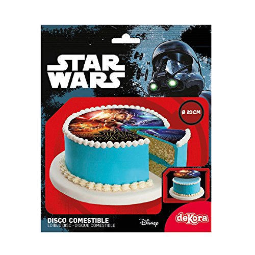 Dekora-231269 Decoracion Tartas de Cumpleaños Infantiles en Disco Comestible de Star Wars El Despertar de la Fuerza-20 Cm de Diámetro, Multicolor (231269)