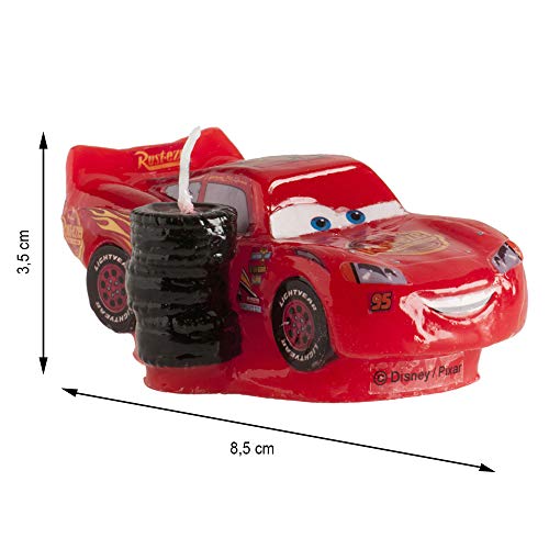 dekora 346053 Vela de Cumpleaños de Rayo Mcqueen de Disney Pixar Cars, Cera, Multicolor, 3,5 x 8,5 cm