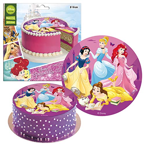 Dekora- Disco Comestible para Decoración de Tartas de Cumpleaños de Princesas Disney-16 cm (231363)