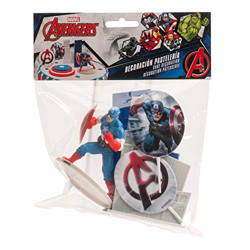 Dekora- Kit de Decoracion de Tartas con Figuras Decorativas de Capitan America (350092)