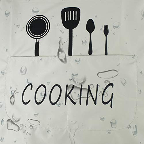 Delantal ajustable para mujeres y hombres, con bolsillos, calidad impermeable, para cocina, para el hogar, barbacoas, restaurantes, cafeterías, etc. Color negro y blanco