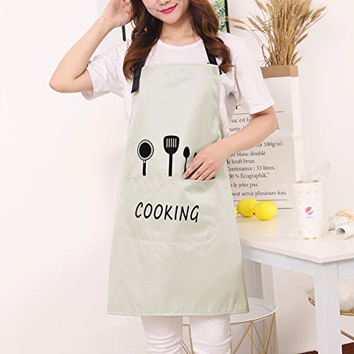 Delantal ajustable para mujeres y hombres, con bolsillos, calidad impermeable, para cocina, para el hogar, barbacoas, restaurantes, cafeterías, etc. Color negro y blanco