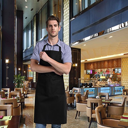 Delantal babero Chef de chefs cocina delantal con correas de cuello ajustable y bolsillos para cocinar / hornear / asar