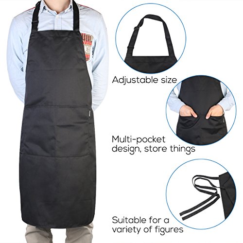 Delantal babero Chef de chefs cocina delantal con correas de cuello ajustable y bolsillos para cocinar / hornear / asar