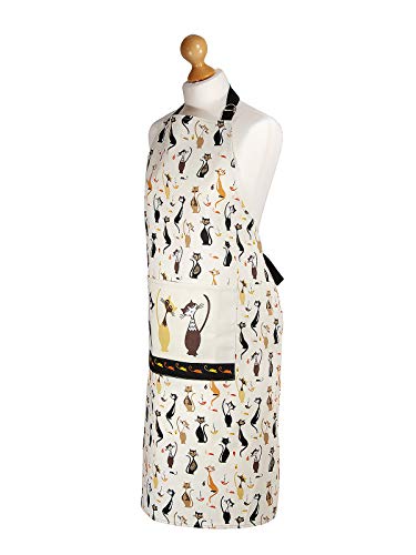 Delantal de Cocina para Mujer Ajustable con Bolsillo, con Diseño Elegante de Gato, Regalo para las Mujeres, Cocineros y Amantes de los Gatos