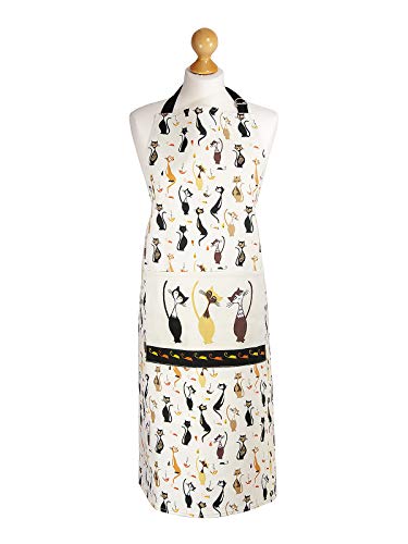 Delantal de Cocina para Mujer Ajustable con Bolsillo, con Diseño Elegante de Gato, Regalo para las Mujeres, Cocineros y Amantes de los Gatos