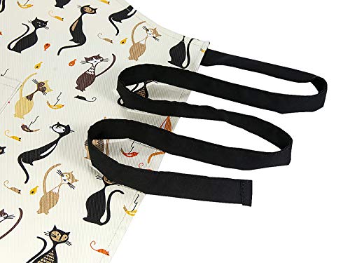 Delantal de Cocina para Mujer Ajustable con Bolsillo, con Diseño Elegante de Gato, Regalo para las Mujeres, Cocineros y Amantes de los Gatos