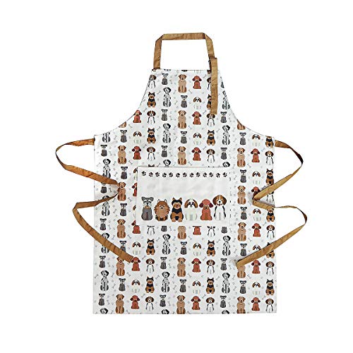 Delantal de Cocina para Mujer Ajustable con Bolsillo, Diseño de Perros, Regalo para las Mujeres, Cocineros y Amantes de los Perro