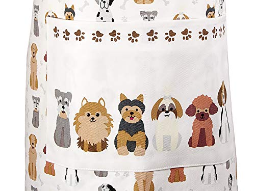 Delantal de Cocina para Mujer Ajustable con Bolsillo, Diseño de Perros, Regalo para las Mujeres, Cocineros y Amantes de los Perro