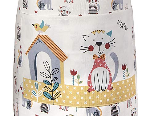 Delantal de Cocina para Mujer Ajustable con Bolsillo, Divertido Diseño de Gato y Casa, Regalo para las Mujeres, Cocineros y Amantes de los Gatos