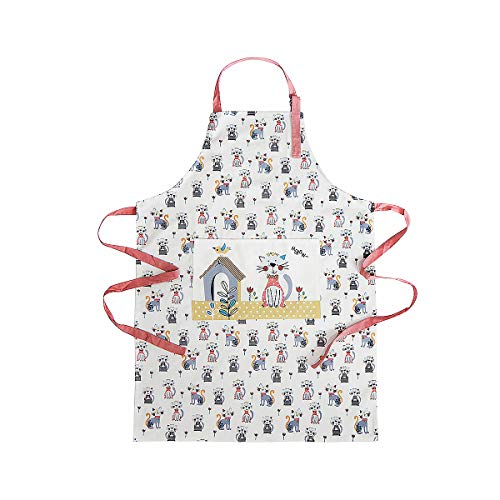 Delantal de Cocina para Mujer Ajustable con Bolsillo, Divertido Diseño de Gato y Casa, Regalo para las Mujeres, Cocineros y Amantes de los Gatos