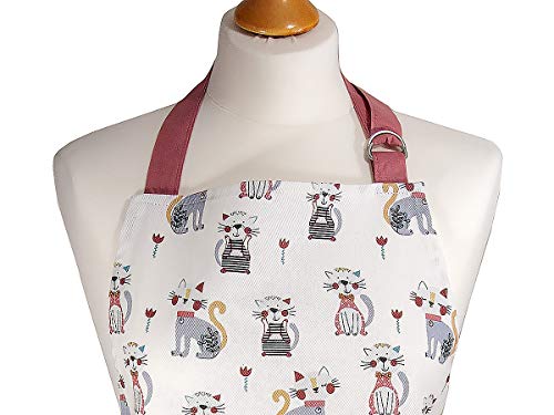 Delantal de Cocina para Mujer Ajustable con Bolsillo, Divertido Diseño de Gato y Casa, Regalo para las Mujeres, Cocineros y Amantes de los Gatos