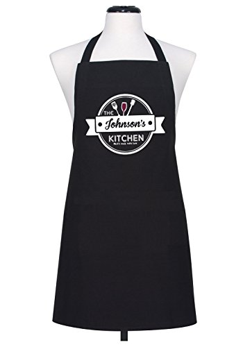 Delantal de cocina personalizado para chefs de familia (negro)