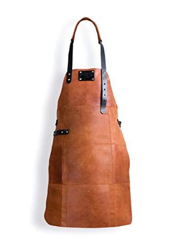 Delantal de piel lujoso - Marrón claro - Delantal para barbacoas - Delantal para barman - Delantal para la fiesta de los padres - Delantal para hombres - Delantal para abuelo - 81 cm *56 cm