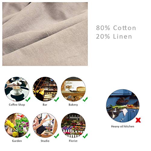 Delantales Con Peto Para Mujer Vestido Sin Mangas De Lino Y Algodón Sin Mangas Cocina Casera Lisa - Beige