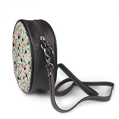 Delicioso sushi elegante bolso bandolera pequeño redondo bolso impermeable