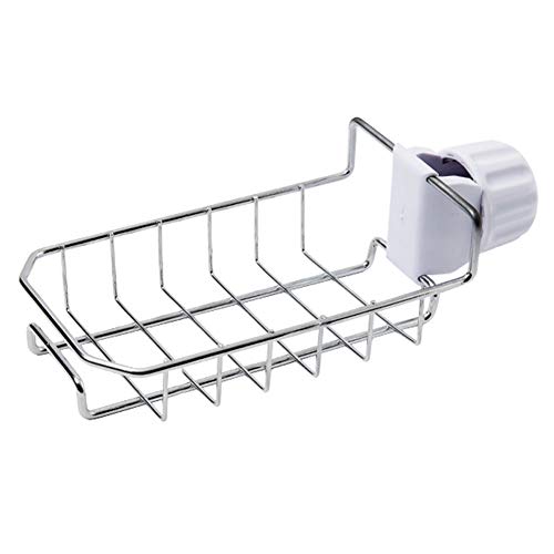 Delleu Soporte de Esponja Faucet,Fregadero Organizador Drainer para lavavajillas,Grifo de Acero Inoxidable Estante Estante de jabón Colgante portabicicletas para baño Cocina