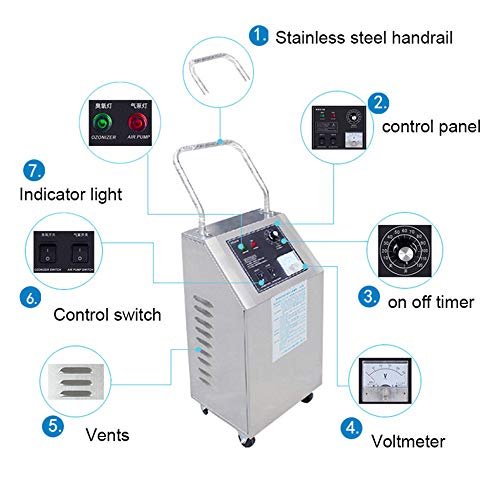 DENGS 140W 5g/h Ozonizador, generador de ozono Purificador de Aire, para agua, verduras, fruta, Con función de temporización/Plata / 140W
