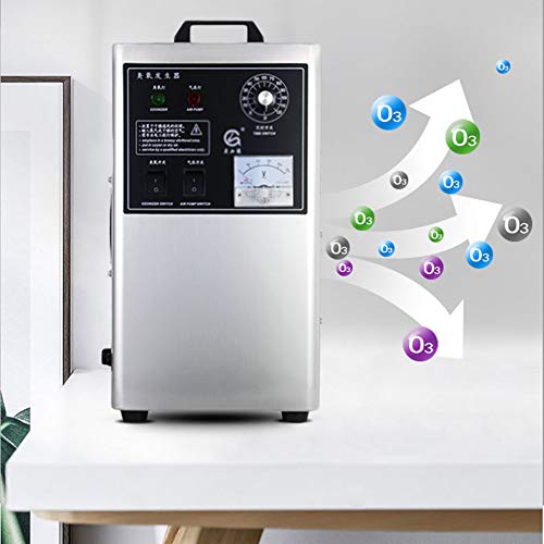 DENGS 180W 3000mg/h Ozonizador, generador de ozono Purificador de Aire, para agua, verduras, fruta, Con función de temporización/Plata / 80W