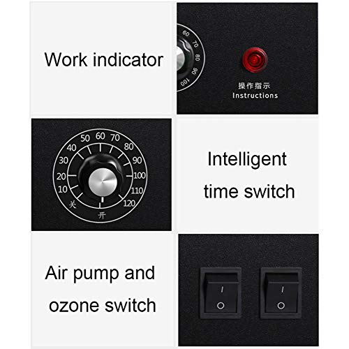 DENGS 180W 3000mg/h Ozonizador, generador de ozono Purificador de Aire, para agua, verduras, fruta, Con función de temporización/Plata / 80W