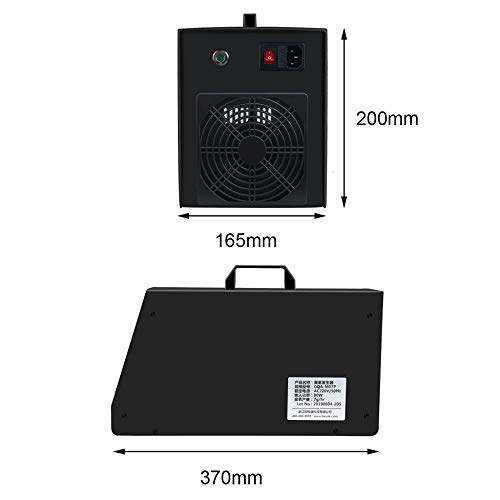 DENGS 200 W montado en la pared Generador de Ozono, 7 g/h Ozonizador, para frutas y verduras en interiores, aire, agua/Negro / 370×165×200mm