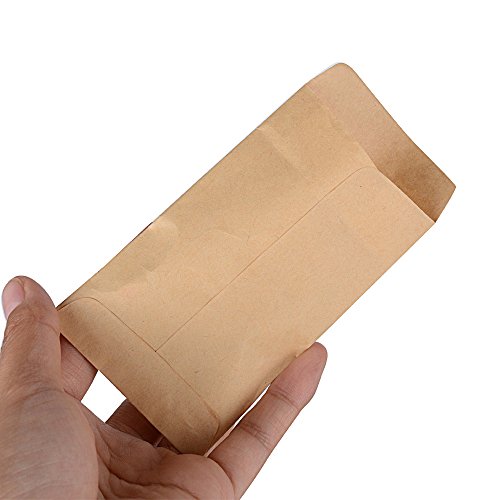 DEOMOR 100pcs(6x10cm) Bolsas Bolsitas Papel Kraft Pequeñas Estraza Marrón para Regalos Semillas Híbridas de Maíz Saco de Granja Caramelos Joyas (100pcs, 6X10cm)