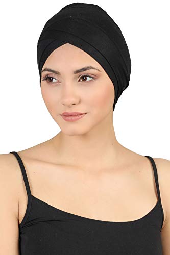 Deresina W gorro de algodón para la quimioterapia, la pérdida de cabello (Negro)