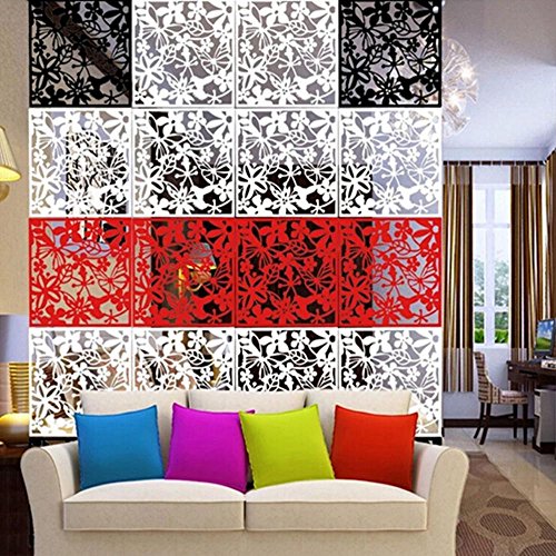 Desconocido 4pcs Pantalla Colgante Tabique Separador de Ambientes Cortina Divisores Muebles Arte Flor Mariposa Adorno Salón Hogar - Blanco