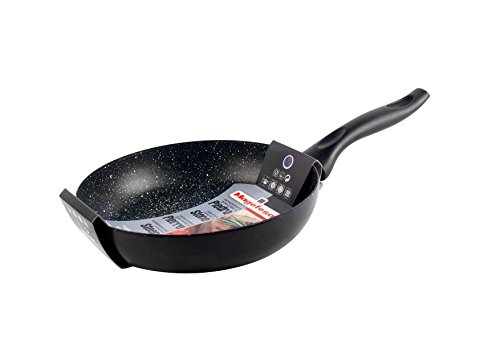 Desconocido Magefesa Sartén 20, de Acero esmaltado, Antiadherente Multicapa Efecto Piedra, Color Negro Mate Exterior. Apta para Todo Tipo de cocinas, incluida inducción, 20 cm